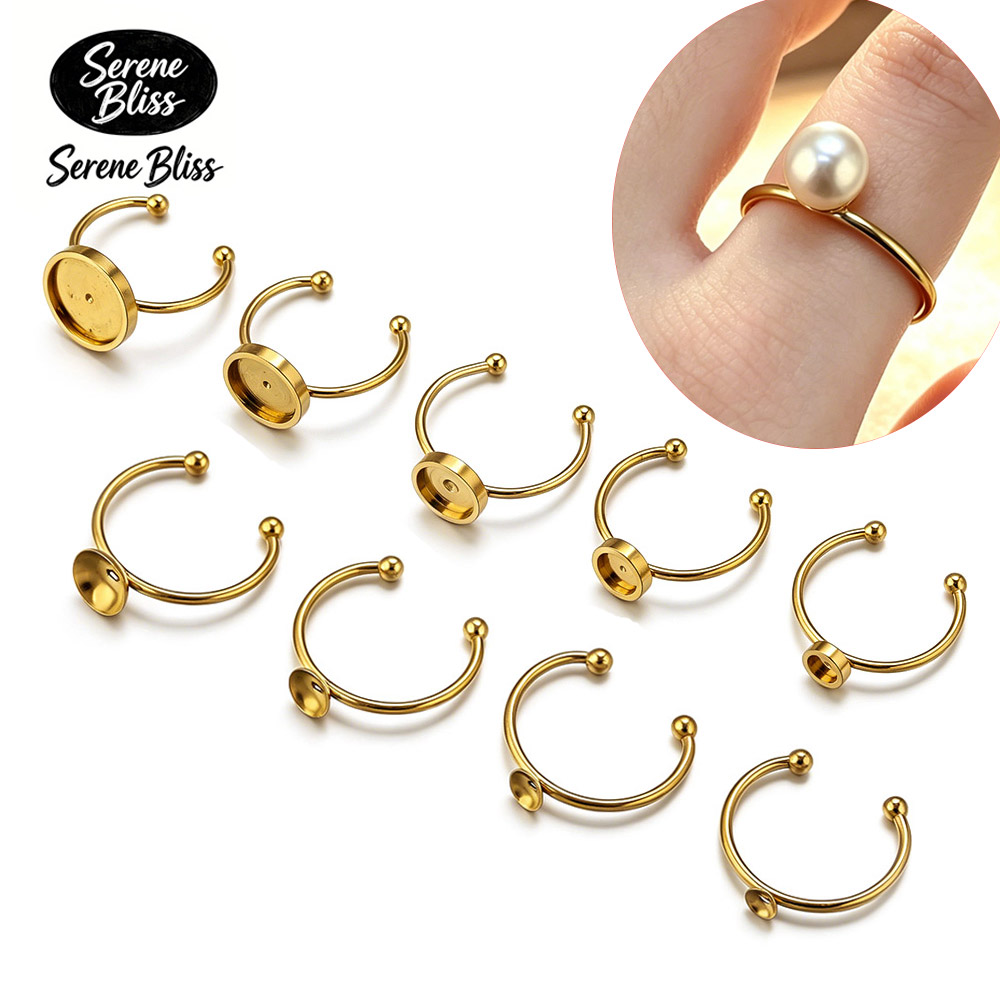 Ring Set Adjustable - 10 piezas de acero inoxidable, base